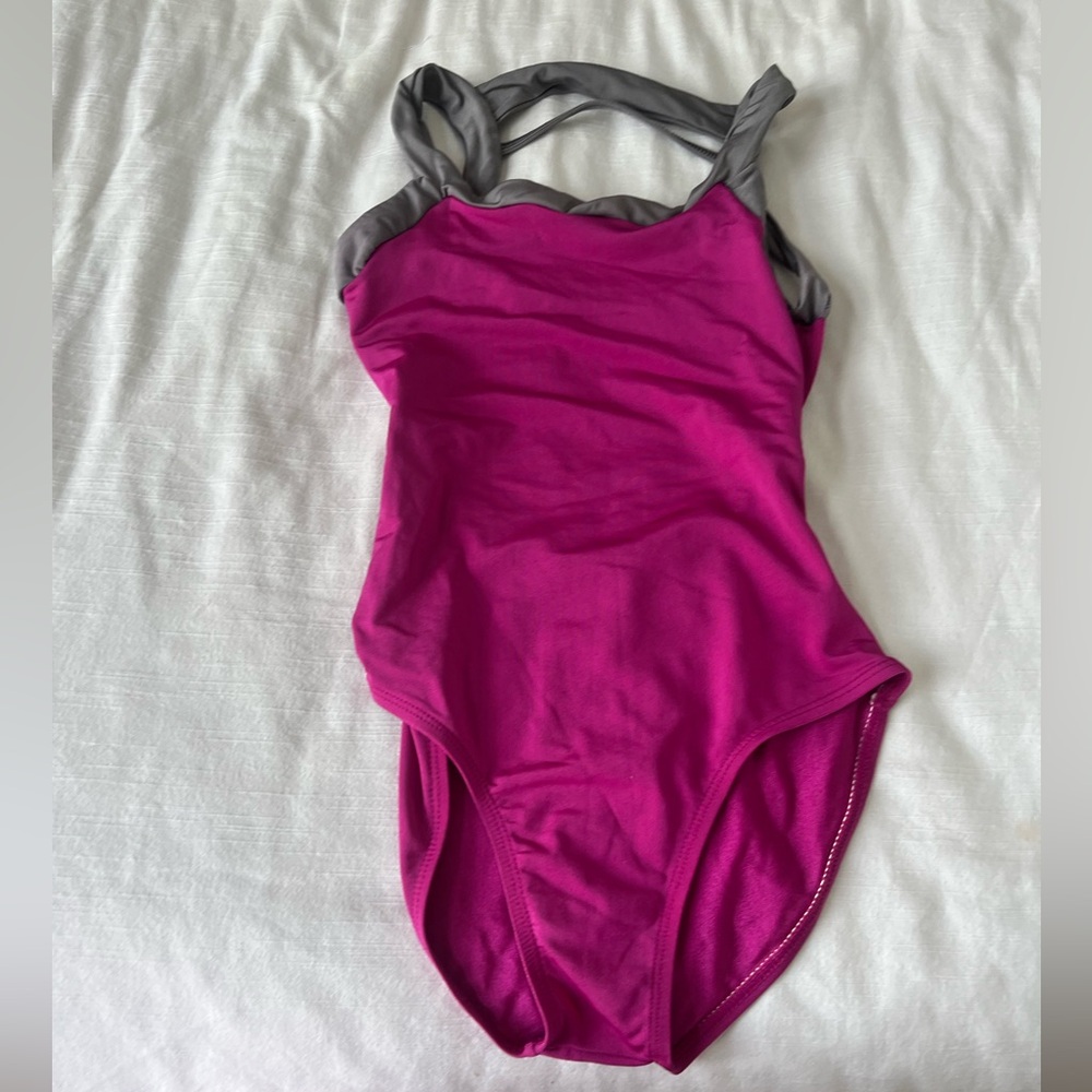 Pink and gray leotard
